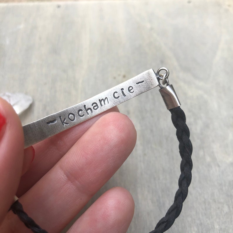 bar bracelet for her and him Personalised silver and leather secret message bracelet name initial bracelet personalized gift