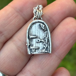 Sterling silver fairy door pendant, beautiful magical jewelry, Christmas gift for her