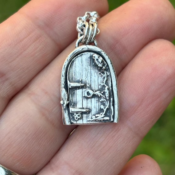Handmade Fairy Door Silver Pendant – Oxidized Magical Jewelry