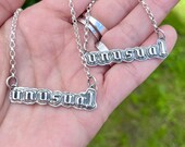 Sterling Silver 'Unusual' Gothic Font Necklace - Witchy Jewelry