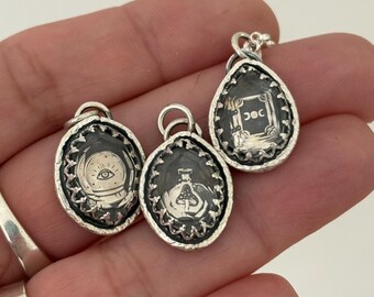 Sterling silver witchy pendant with quartz, witchy jewelry, choose your favourite