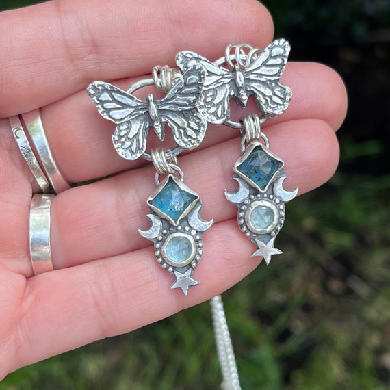 Celestial Butterfly Pendant with Kyanite — Sterling Silver  Magical Jewelry, Nature & Fantasy Gift