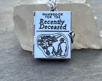 Handbook for the recently deceased, sterling silver locket, beetlejuice jewelry, handbook for the recently deceased