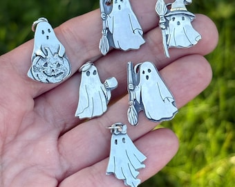 Sterlingzilveren spookhanger, schattige Halloween-spooksieraden