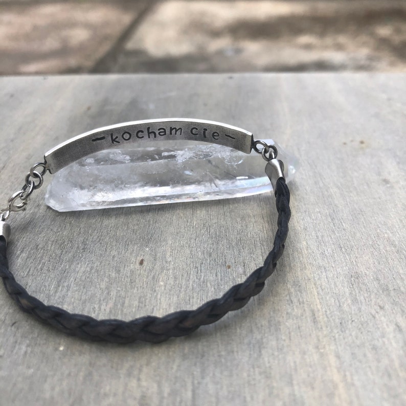 bar bracelet for her and him Personalised silver and leather secret message bracelet name initial bracelet personalized gift