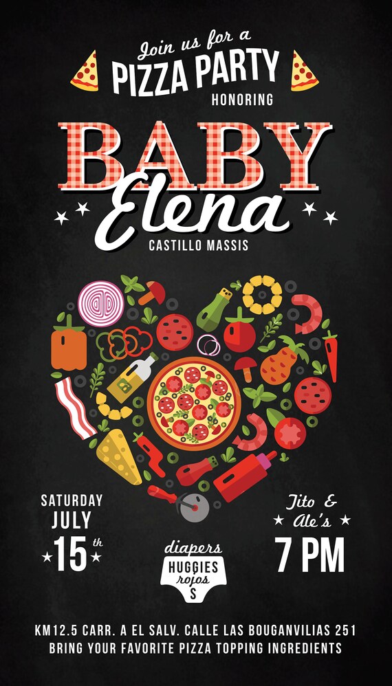 pizza baby shower invitations