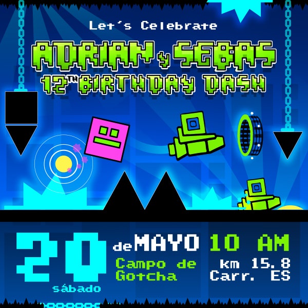 GEOMETRY DASH Birthday Invitation