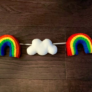 Handmade felt garland - rainbow/cloud theme