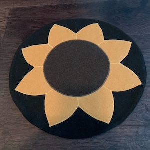 Handmade wool candle mat/ place mat - sunflower