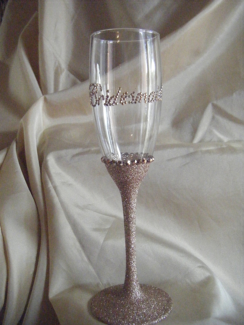Bridesmaid Glittered Champagne Flutes