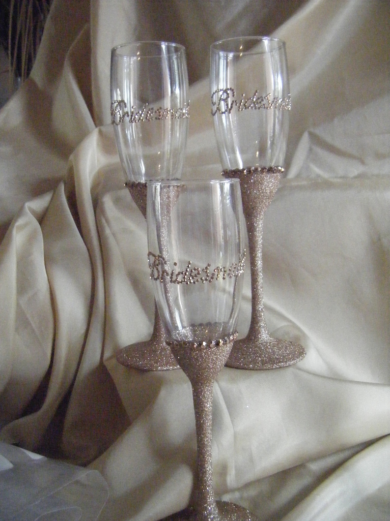 Bridesmaid Glittered Champagne Flutes