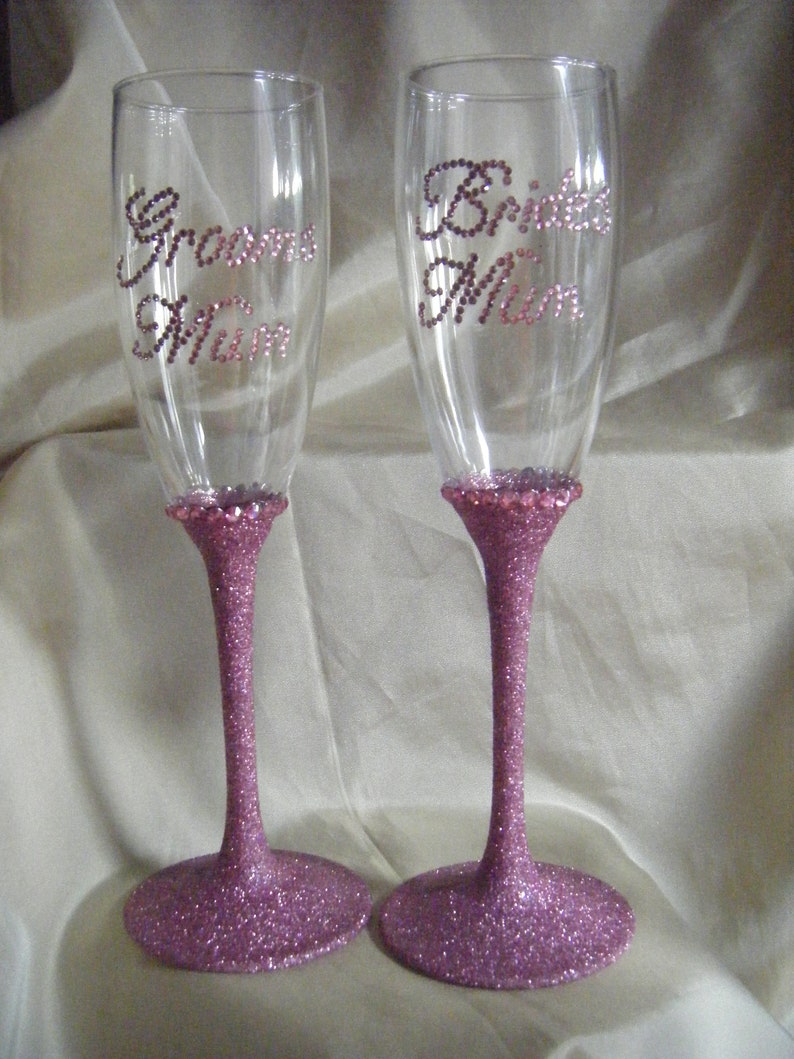 Bridesmaid Glittered Champagne Flutes