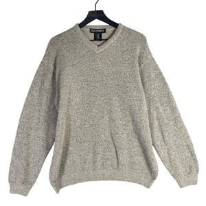 Vintage Equipment Wool Blend Sweater Gray Italy V Neck Pullover Men&#39;s L