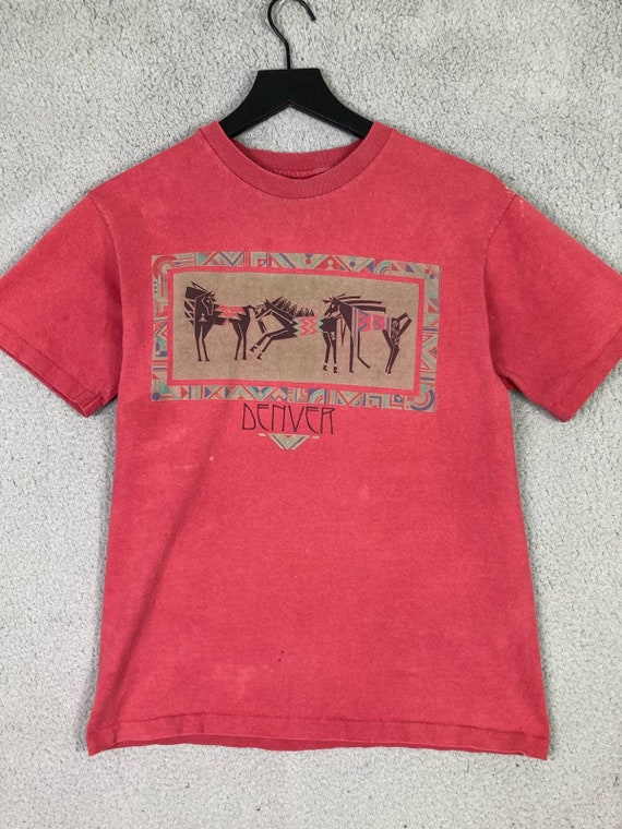Vintage Denver CO Red Shirt Mens M Distressed Anv… - image 6