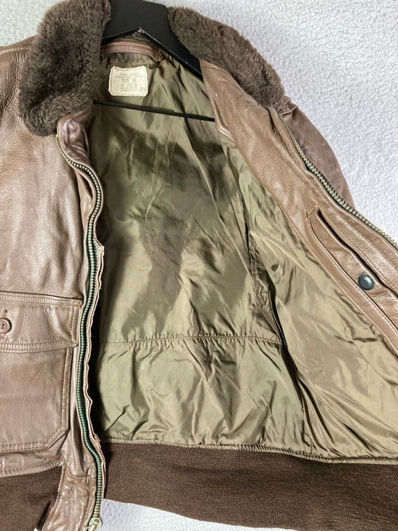 Flyers Jacket Vintage Military Leather Bomber USA… - image 10