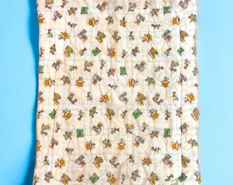 VTG 80s Romper Room Baby Crib Blanket Plush Soft Nursery Pastel Infant Bedding Cartoon Character Kids Bedding Collectible Decor