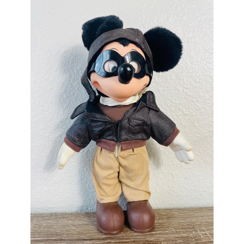 Muñeco de peluche de Mickey Mouse Aviador Piloto de Disney, 2000 Applause Pals Dress Ups imagen 5
