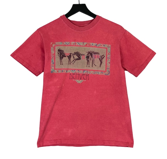 Vintage Denver CO Red Shirt Mens M Distressed Anv… - image 1