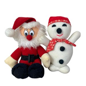 Vintage Nadel Sons Santa Claus & Snowman Plush Dolls Christmas