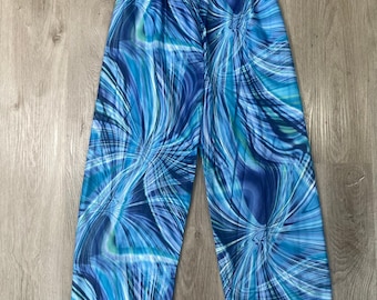 Cicci USA Blue Swirl Lounge Pants Medium Adult Unisex Elastic Waist Flowy