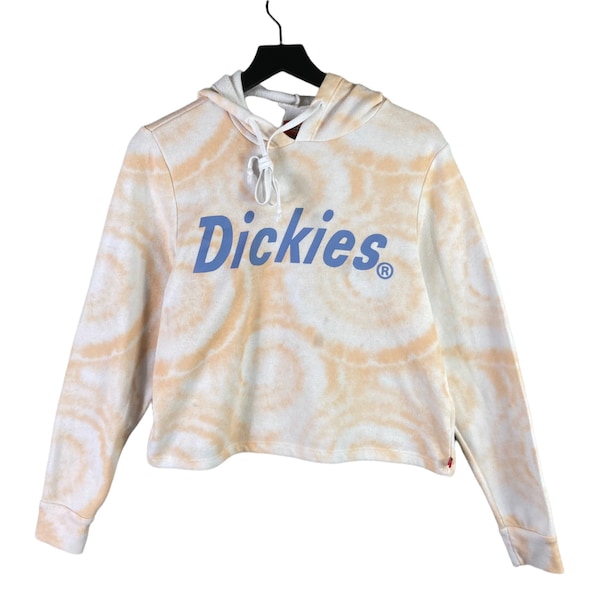 Dickies Sweatshirt Size Juniors Large Logo Cropped Tie Dye Long Sleeve Hooded