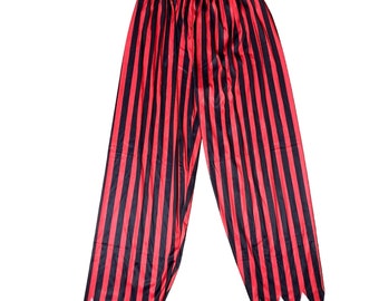 Pirate Costume Pants Mens 2XL Red Black Buccaneer Halloween Fancy Dress Striped