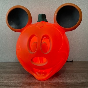 Disney Parks Light-Up Mickey Mouse Pumpkin Halloween Blow Mold Jack-O-Lantern
