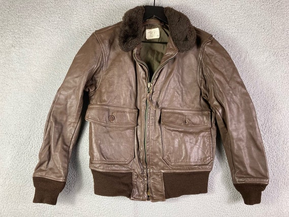 Flyers Jacket Vintage Military Leather Bomber USA… - image 3