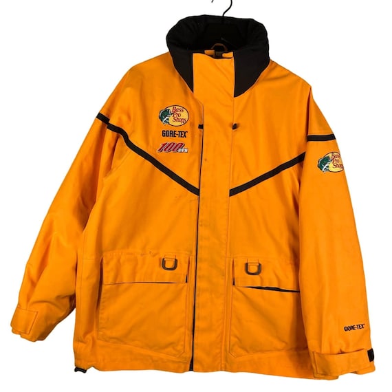 Bass Pro Shop Fishing Gore Tex Jacket 100 MPH Goretex Yellow Lined