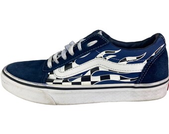 Chaussures classiques Vans Era Bleu blanc Homme Taille 7 Checkered Fire Comfy 500714