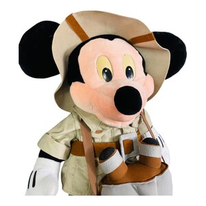 Peluche de Mickey Mouse de Disney, marioneta de safari de aventura, binoculares vintage, juguete de peluche imagen 3