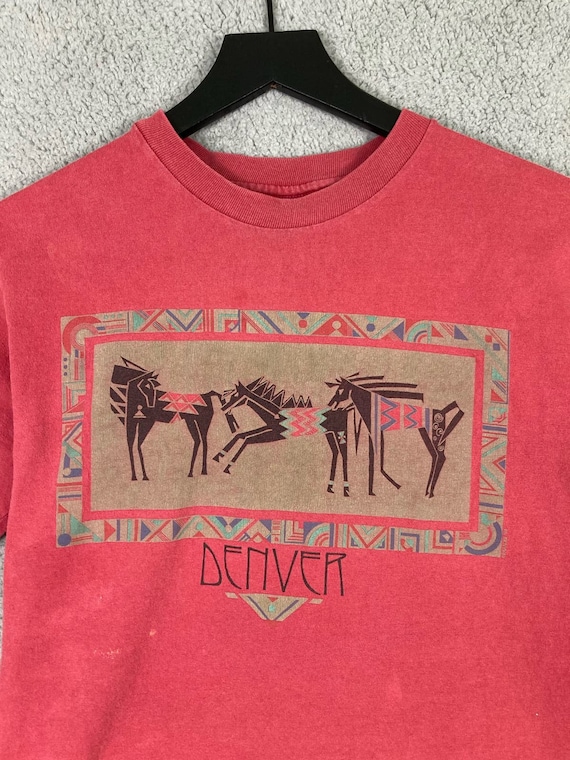 Vintage Denver CO Red Shirt Mens M Distressed Anv… - image 7