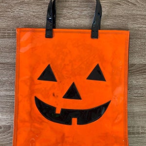 Pumpkin Halloween Latex Bag Tote Jack O Lantern Carry Travel Face Treat