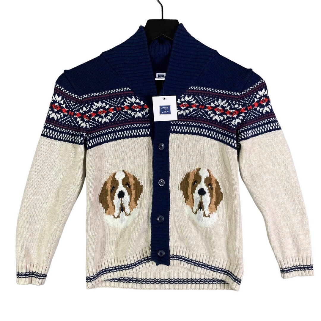 Boys Size 6 Saint Bernard Button up Sweater Janie and Jack Dog Etsy