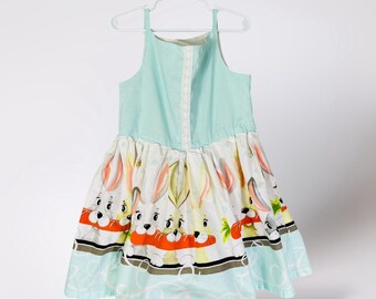 Monkey House Threads Handmade Kids Girls Bunny Rabbit Easter Dress Size 7