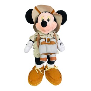 Peluche de Mickey Mouse de Disney, marioneta de safari de aventura, binoculares vintage, juguete de peluche imagen 2
