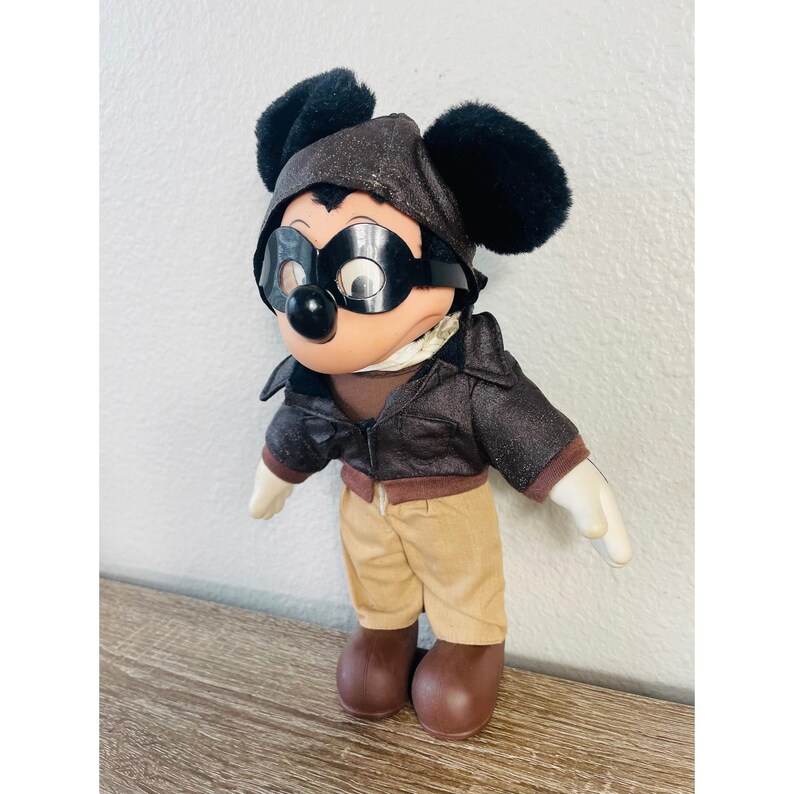 Muñeco de peluche de Mickey Mouse Aviador Piloto de Disney, 2000 Applause Pals Dress Ups imagen 8