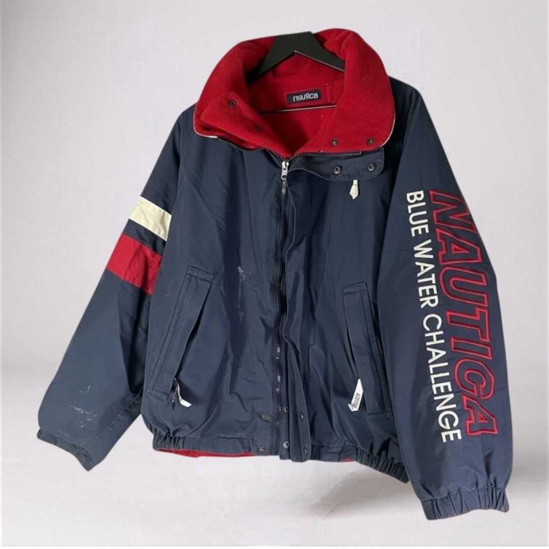 Nautica Blue Water Challenge Jacket Mens Medium Zip Fleece Lined