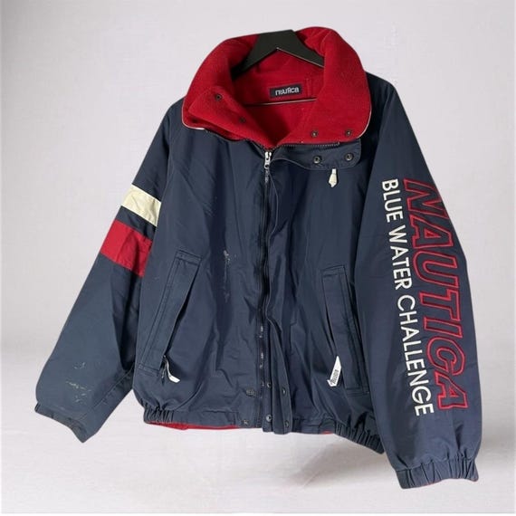 Nautica Blue Water Challenge Jacket Mens Medium Zip Fleece Lined