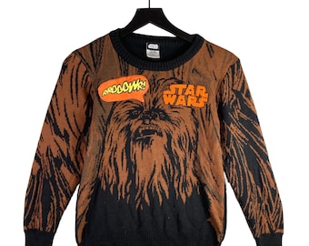 Chewbacca Sweater Star Wars Boys Size Medium Brown Disney Pullover Youth Kids