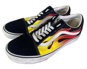 Chaussures classiques Vans Era Black Flame Homme Taille 7 Casual Fire Comfy 500714