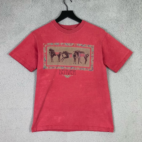 Vintage Denver CO Red Shirt Mens M Distressed Anv… - image 5