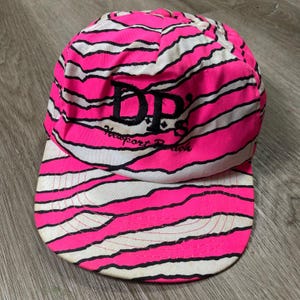 Vintage Newport Beach Hot Pink Zebra Stripe Snapback Trucker Hat Unisex Adults