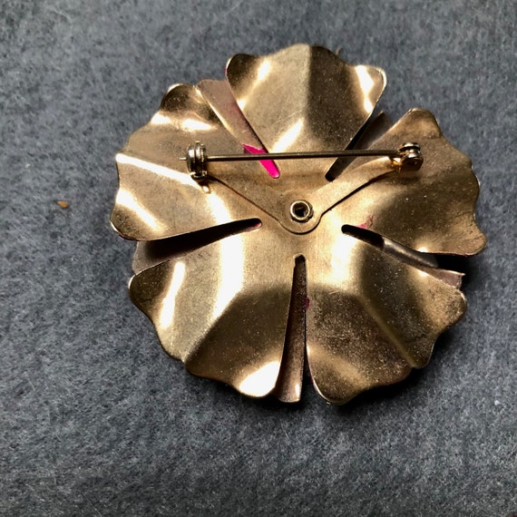 Flower brooch pair,  vintage flower pin, costume … - image 4