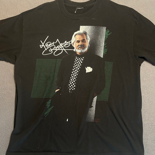 Vintage Kenny Rogers Concert Tee, T Shirt, 1990s, Size L, Black, On Tour , 2 sides, country music, double sided, graphic tee