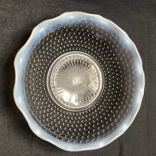 Northwood Art Glass White Opalescent 9.5" hobnail berry bowl, EAPG antique,  vintage dish, holiday table, wedding, early 1900s, cleaarance