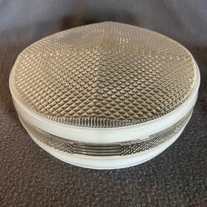 Vintage glass light shade, mid century, diamond pattern, ceiling, 10", architectural salvage