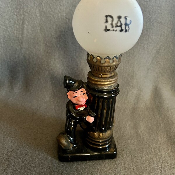 Vintage Drunk Guy Lamp post oil lamp, mid century, 1960s,  Japan, bar novelty, man cave, barware