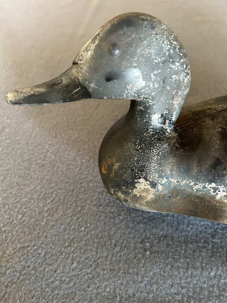 Vintage Duck Decoy, Plastic, Gray, Cabin Decor, Lake House, Hollow Body