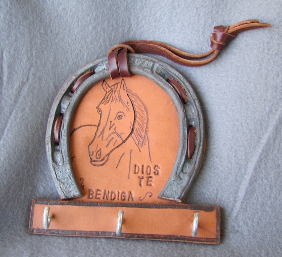 Vintage Leather & Horseshoe Key Rack Dios Te Bendiga Spanish Etsy